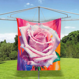 Fette rosa Rose in Blütenpracht Gedicht Bohemian A Fleecedecke