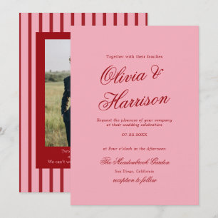 Fette rosa rote minimalistische Schrift Hochzeitse Einladung