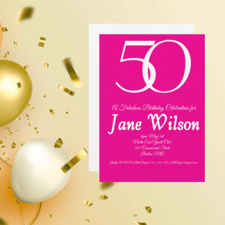 Fette rosa Typografie 50. und fantastischer Geburt Einladung