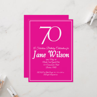 Fette rosa Typografie 70. und fantastischer Geburt Einladung