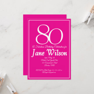 Fette rosa Typografie 80 und fantastischer Geburts Einladung