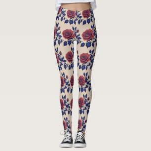 Fette rot gemalte Rosen Leggings