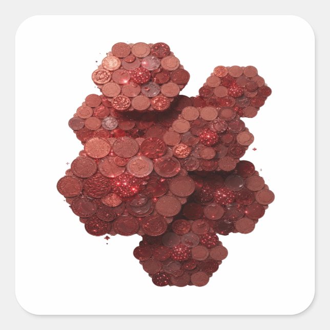 Fette rote abstrakte Sticker-Kunst Quadratischer Aufkleber (Vorderseite)