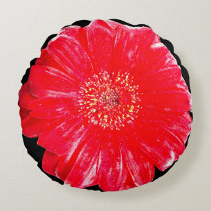 Fette rote Gerbera-Daisy-Rundkissenhülle Rundes Kissen