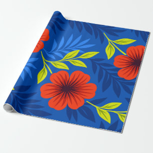 Fette Scharlachrote Blüten mit eleganten Blättern Geschenkpapier