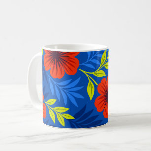 Fette scharlachrote Blüten mit eleganten Blättern Kaffeetasse