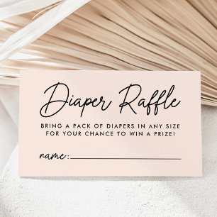 Fette Schrift Blush Baby Shower Windel-Raffle Begleitkarte