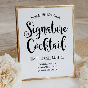 Fette Schriftzug-Signatur-Cocktail-Hochzeit Poster