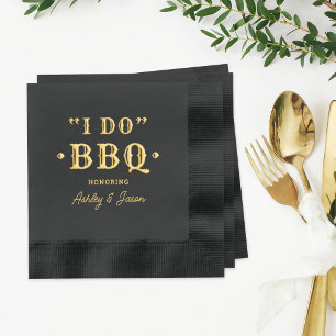 Fette schwarze I Do BBQ Hochzeit Servietten Mit Folie