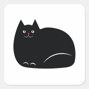 Fette schwarze Katze Quadratischer Aufkleber