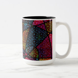 Fette schwarze Linien und mehrfarbige, abstrakte T Zweifarbige Tasse