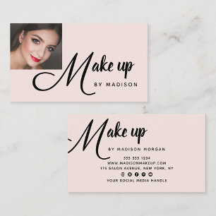 Fette schwarze Schrift Blush Pink Foto-Make-up-Ges Visitenkarte