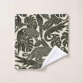 Fette schwarze und cremefarbene tropische Dschunge Badhandtuch Set