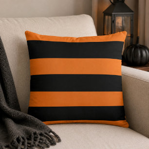Fette schwarze und orange horizontale Streifen Kissen