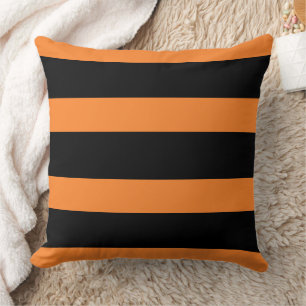 Fette schwarze und orange horizontale Streifen Kissen