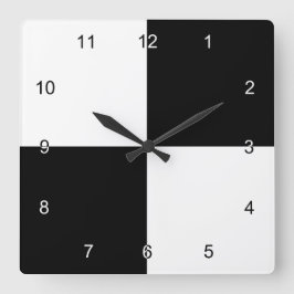 Fette schwarze und weiße karierte Quadrate Quadratische Wanduhr