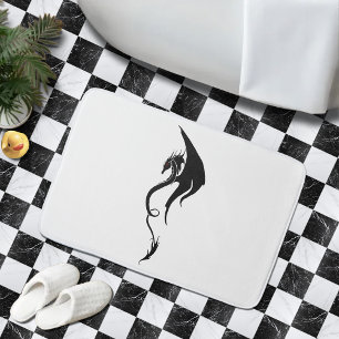 Fette schwarze weiße Stammes-Drache-Illustrationsg Badematte