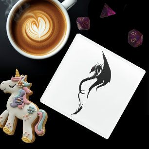 Fette schwarze weiße Stammes-Drache-Illustrationsg Glasuntersetzer