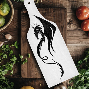 Fette schwarze weiße Stammes-Drache-Illustrationsg Schneidebrett