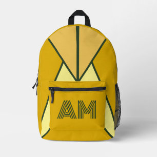 Fette Senf und geometrisches Kohle-Monogramm Bedruckter Rucksack