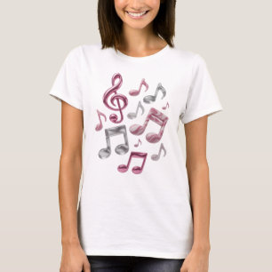 Fette Silber MUSIC IN PINK UND WEISS 3D-Textkunst T-Shirt
