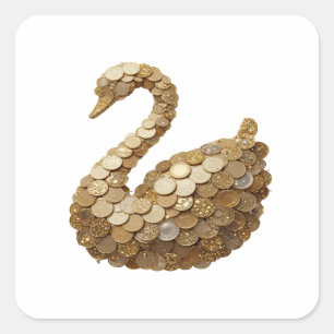 Fette Silberne GOLDENE SCHWAN Sticker Kunst
