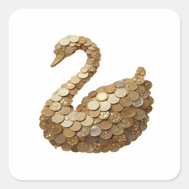 Fette Silberne GOLDENE SCHWAN Sticker Kunst (Vorderseite)