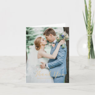 Fette Skript-Erde Neutrale Foto Elegante Hochzeit Dankeskarte