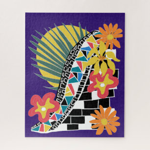 Fette tropische Blumenmuster in Schwarz-Weiß auf I