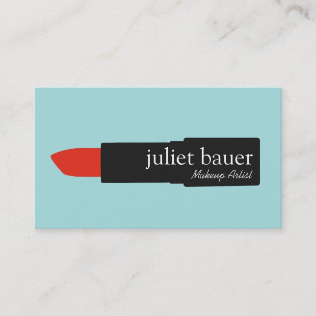 Fette türkisfarbene Makeup Artist Lipstick-Logo Sc Visitenkarte (Vorderseite)