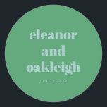 Fette Typografie Bright Green Blue Modern Wedding Runder Aufkleber<br><div class="desc">Fett Typografie Bright Blue und Green Chartreuse Moderne Wedding Classic Round Sticker</div>