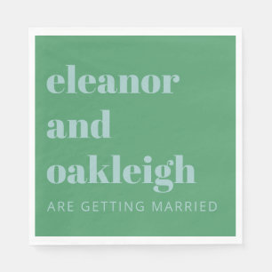 Fette Typografie Bright Green Blue Modern Wedding Serviette