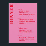 Fette Typografie Bright Pink und Red Modern Weddin Menükarte<br><div class="desc">Fette Typografie Bright Pink und Red Modern Wedding Menu</div>
