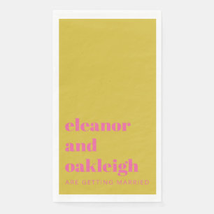 Fette Typografie Bright Pink Yellow Moderne Hochze Serviette