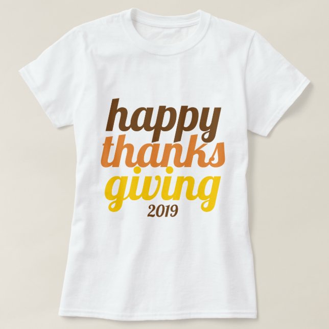 Fette Typografie Friendsgiving 2019 Farbe fallen T-Shirt (Design vorne)