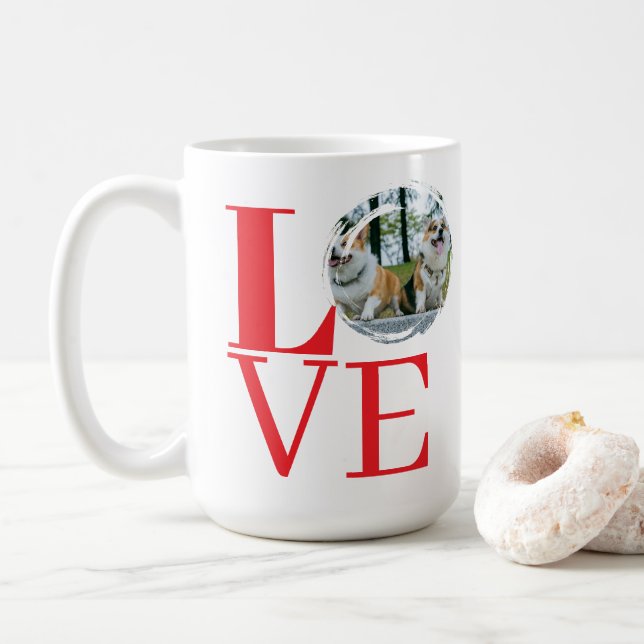 Fette Typografie mit anpassbarem Bilderrahmen LOVE Kaffeetasse (Mit Donut)