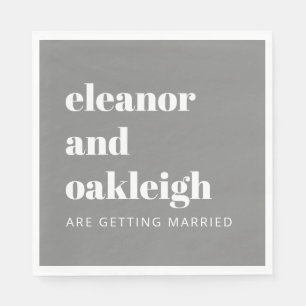 Fette Typografie Moderne graue und weiße Hochzeit Serviette