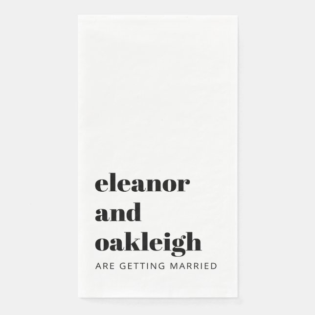 Fette Typografie Moderne Hochzeitsweißhintergründe Serviette (Vorderseite)
