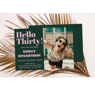 Fette Typografie Modernes 30. Geburtstags-Foto-Par Einladung