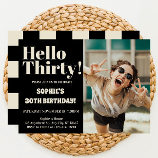 Fette Typografie Modernes 30. Geburtstags-Foto-Par Einladung