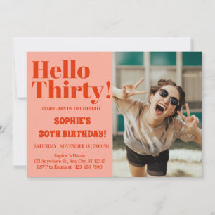 Fette Typografie Orange Pink Moderne 30. Geburtsta Einladung