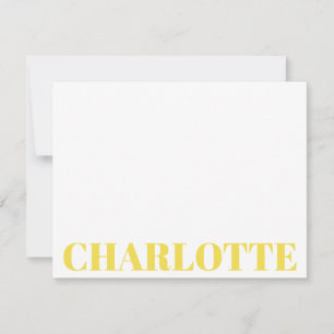 Fette Typografie Personalisierter gelber Name     Mitteilungskarte