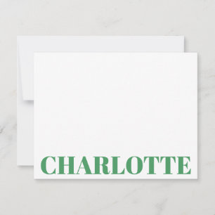 Fette Typografie Personalisierter Kelly-grüner Nam Mitteilungskarte
