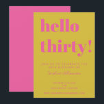 Fette Typografie Pink Yellow Moderne 30. Geburtsta Einladung<br><div class="desc">Fette Typografie Bright Pink und Gelb Moderne 30. Geburtstagseinladung</div>