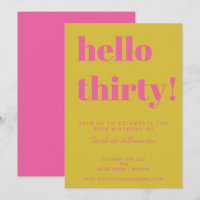 Fette Typografie Pink Yellow Moderne 30. Geburtsta