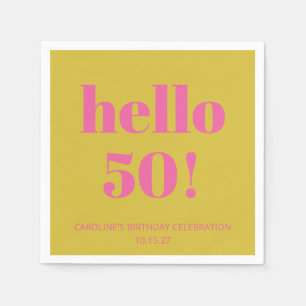 Fette Typografie Pink Yellow Moderne 50. Geburtsta Serviette