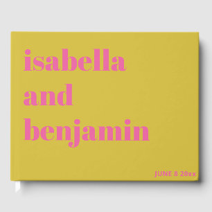 Fette Typografie Rosa Chartreuse Gelbe Hochzeit Gästebuch
