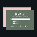 Fette Typografie Rosa und Grünes Bat Mitzvah RSVP Karte<br><div class="desc">Fette Typografie Blush Pink und Forest Green Modern Bat Mitzvah RSVP Card</div>
