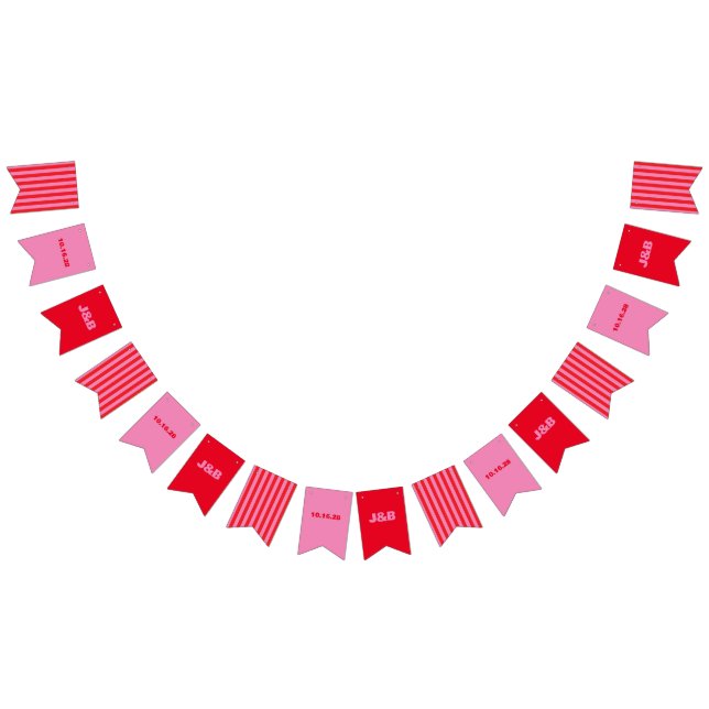 Fette Typografie, rosa und rote Gastgeschenk Hochz Wimpelkette (Alle)