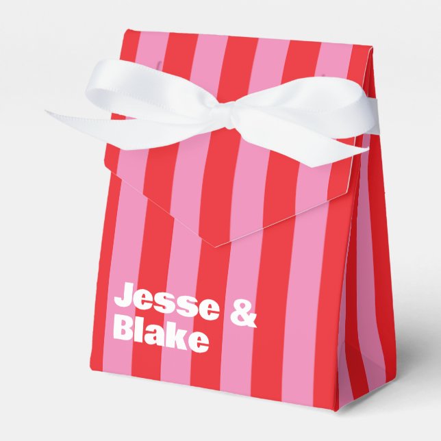 Fette Typografie, rosa und rote Hochzeit Geschenkschachtel (Vorderseite)